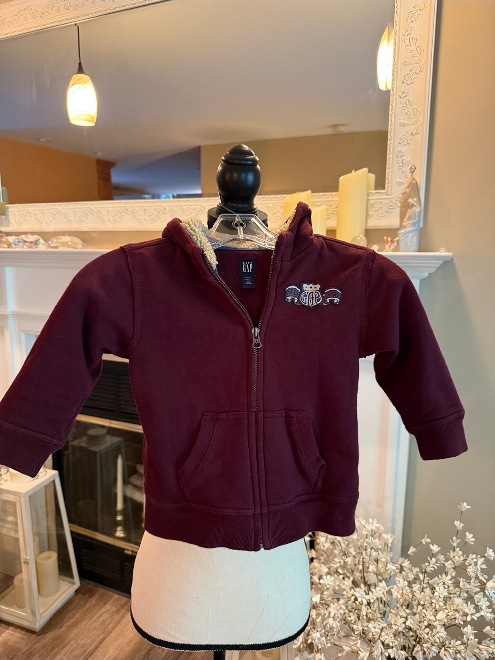 GAP Kids Maroon Hooded Zip Sweatshirt